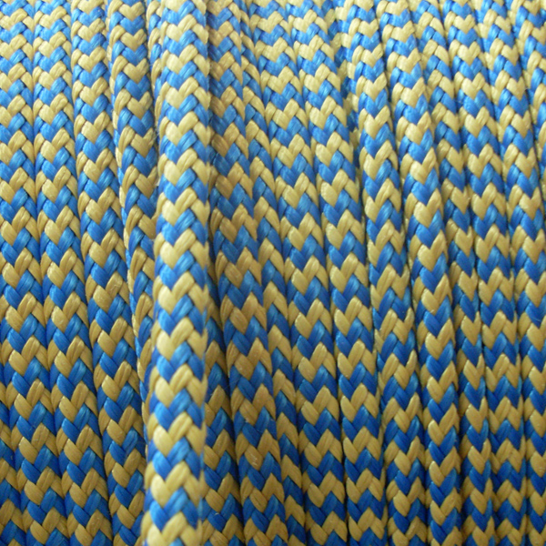 Оплётка Polyester — Kevlar, цвет синий — жёлтый, диаметр 4 мм - купить с доставкой по Москве и России