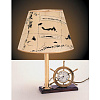 Лампа настольная с часами, 100W, полированная латунь, принт на пергаменте, дерево - купить с доставкой по Москве и России